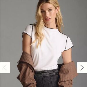 Anthropologie‎ DOLAN Contrast Stitch Tee White S